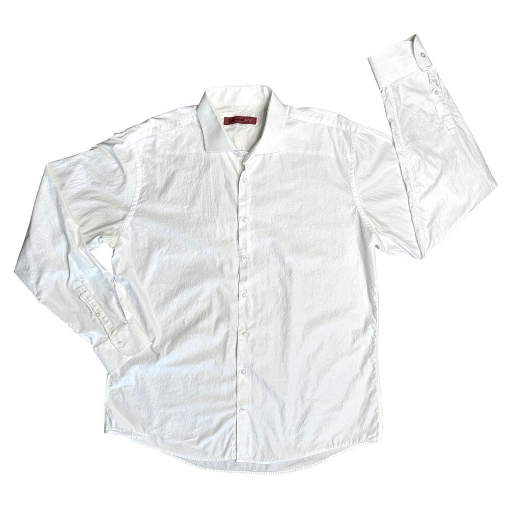 GR GEORG ROTH White Long Sleeve Collared Button Front Dress Shirt Men’s